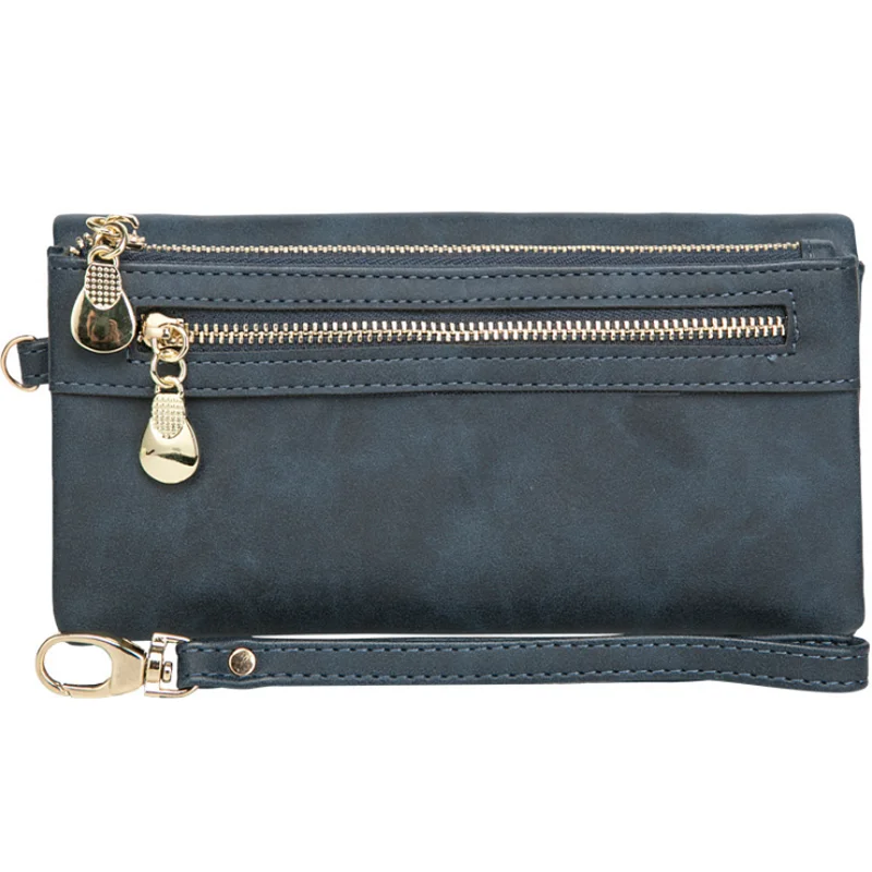 

2022 Wholesale Factory Price Women Coin Purse Leather Vintage Long Wristlet Clutch Wallet Card holder