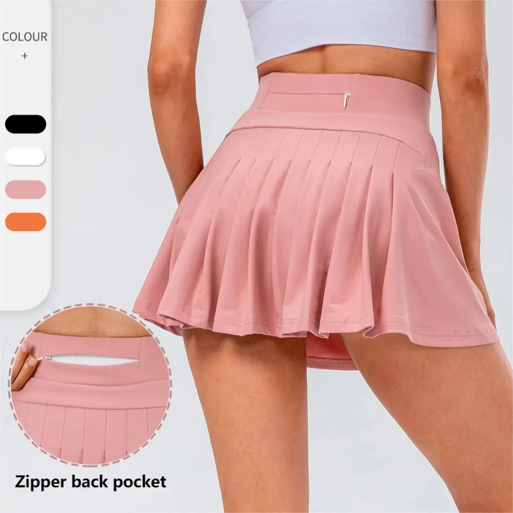 

Pleated Skirt Running Double Jupe De Golf Falda Deportiva Yoga Shorts Skirts Sport Skirt, White black pink orange and customizable