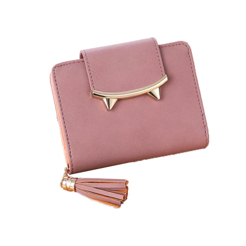 

New Fashion Female Short PU Korean Version Cute Small Fresh Tassel Zipper Student Ladies Small Purse Coin Purse Wallet