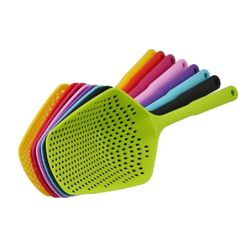 

New 1 Pcs Scoop Colander Large Nylon Spoon Strainers Noodles Forks Cooking Shovels Pasta Filter Spoon Kitchen Vegetable Tools, Red/black/green/rose red/purple/pink/blue