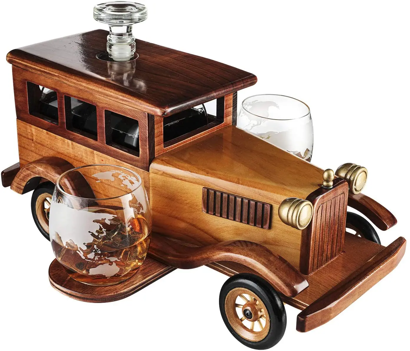 

Lead Free Hot Sale 2pcs whiskey tumblers Vintage Old Fashioned Car Whiskey Decanter Set