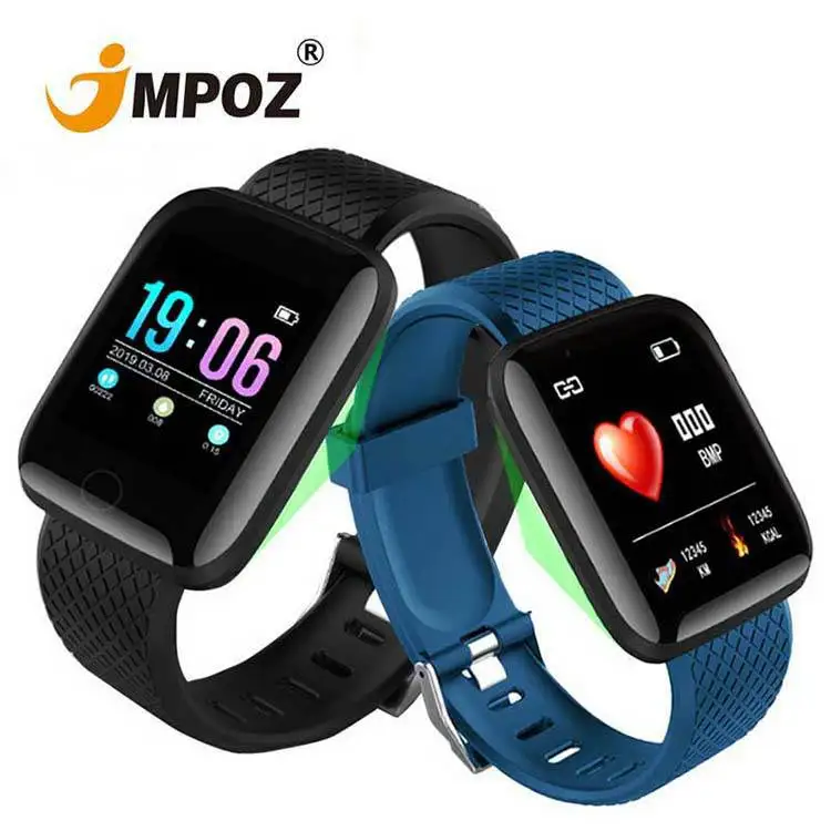 

2021 Custom Luxury Fitness Blood Pressure Wrist Android Health Sport Bracelet Band Smart Watch 116 Plus D13 D18 D20 smartwatch, Black red blue purple green