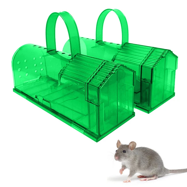 

wholesale reusable no kill transparent rat traps with handle live mouse cage plastic mouse trap humane, Brown, yellow, green, gray, customized