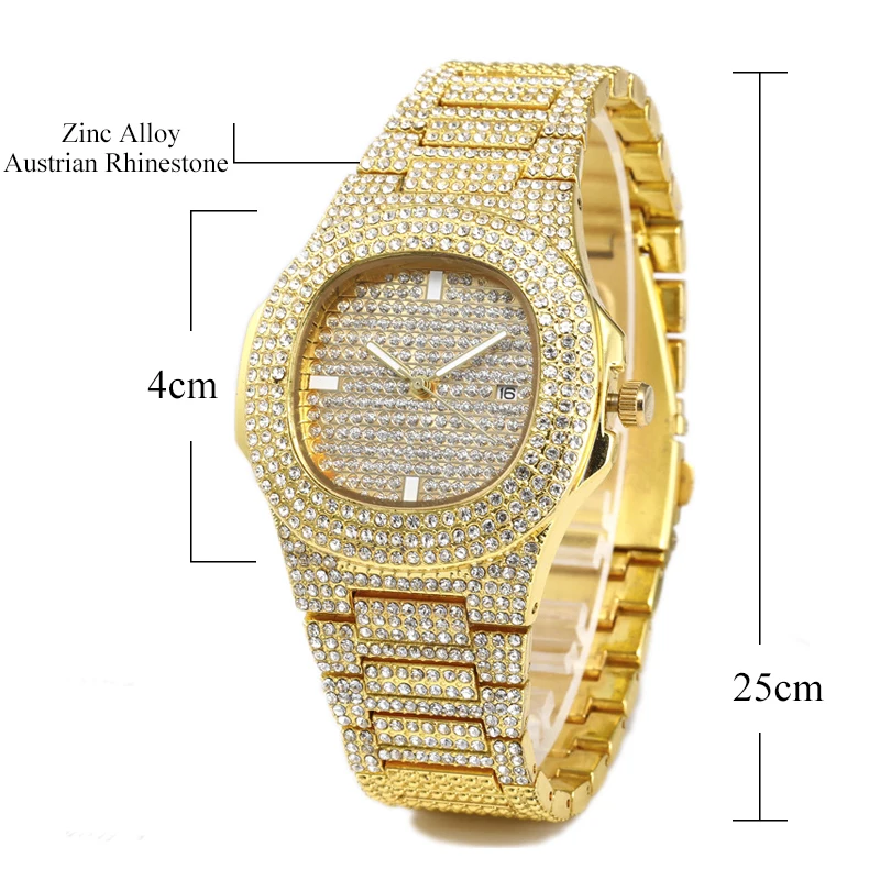 2020 Hot Selling Mens Alloy Iced Out Bling Rhinestone Statement Quartz ...