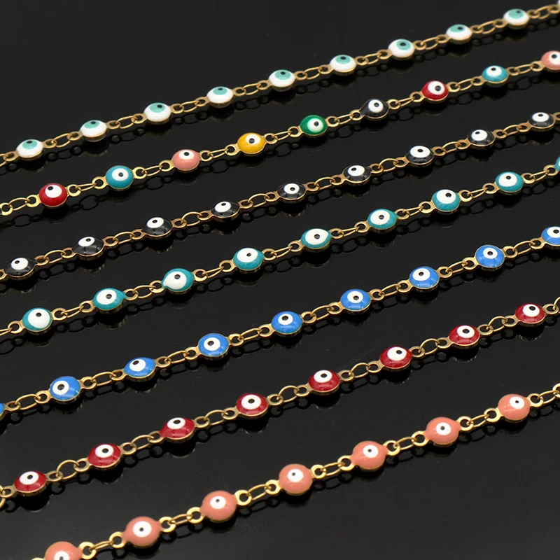 

wholesale 2021 women jewelry stainless steel 18K gold plated Turkish evil eyes charm bracelet, Multi