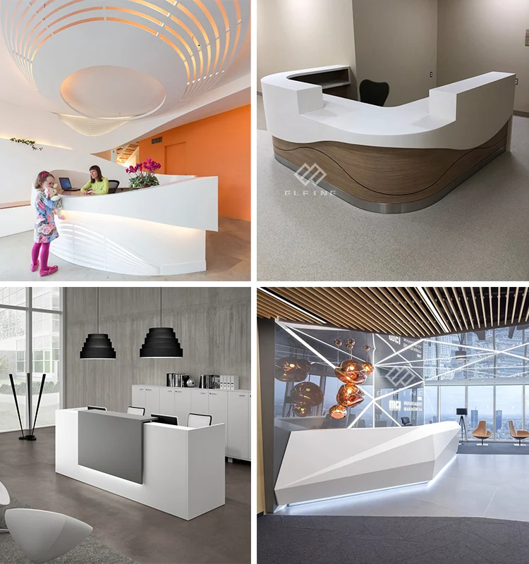 OEM creative modern lobby design marble curved reception desk