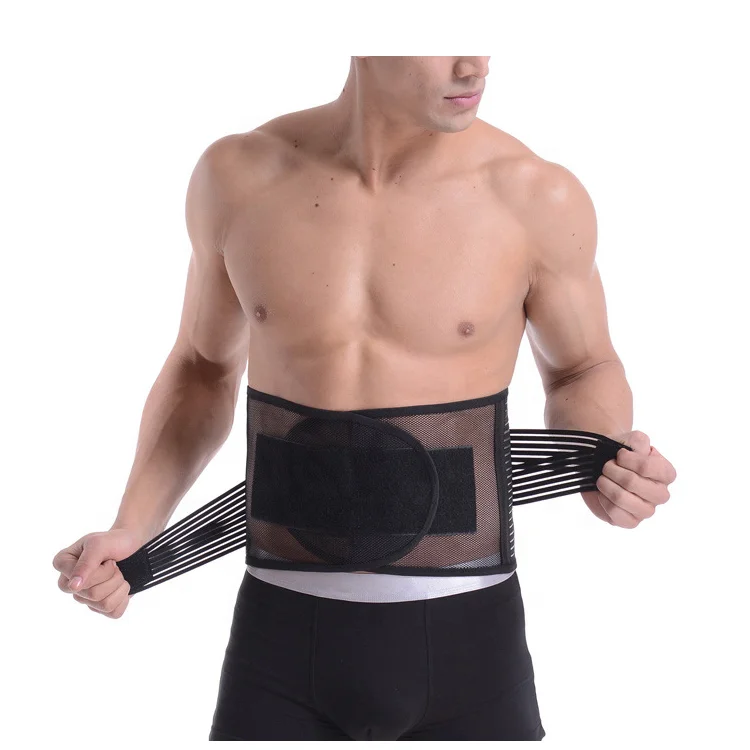 

Air-permeable comfortable sports waist injury protection steel belt, Black