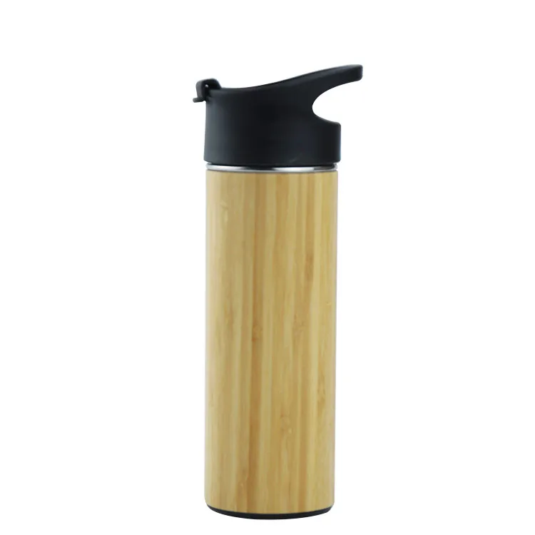 

MIKENDA 350ml/450ml/500ml Double Wall Bamboo Water Bottle Vacuum Insulated Bamboo Thermos