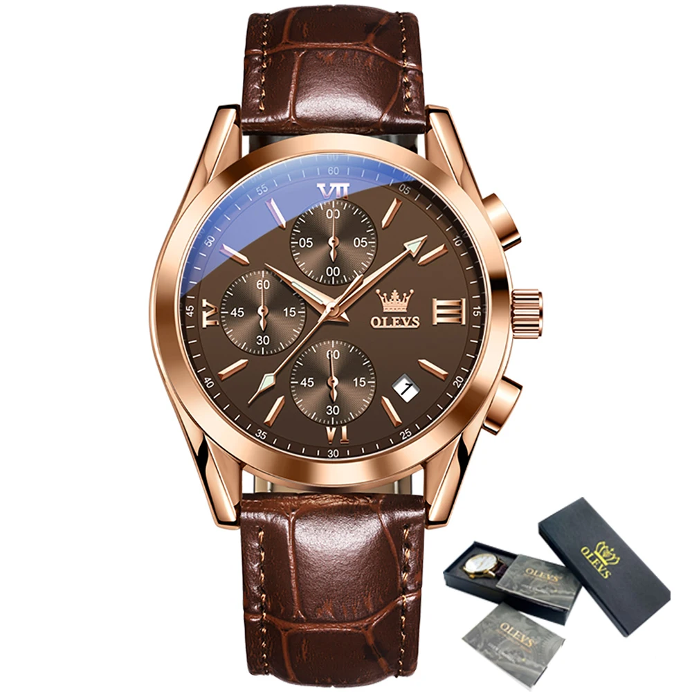 

OLEVS 2872 Men Quartz Watch Fashion Sport luxury Leather Waterproof Watches for man