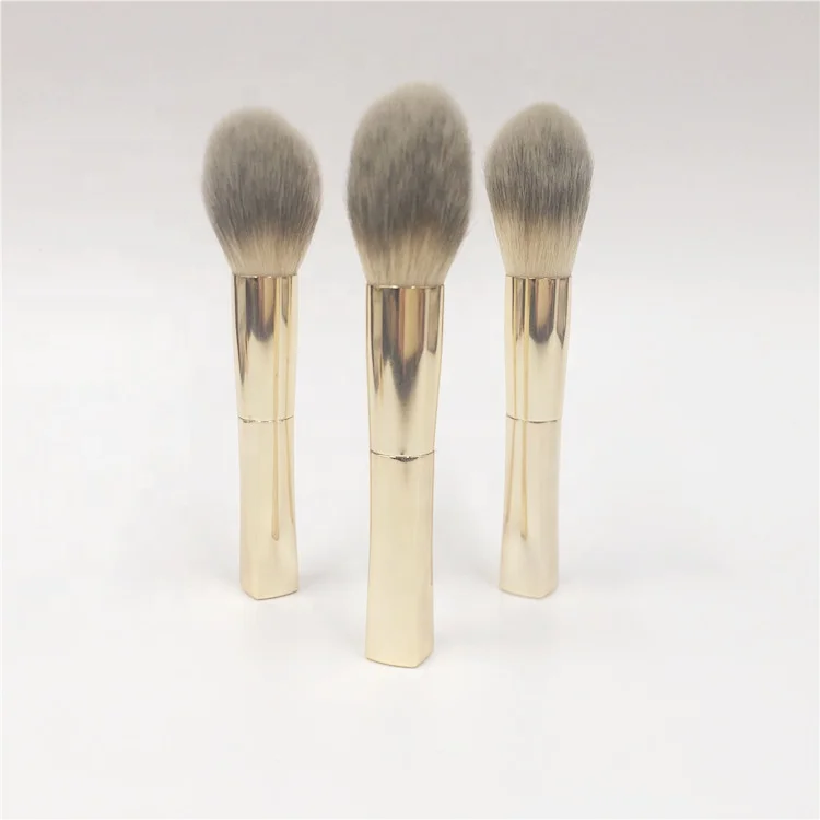 

Single High Quality Standing Gold Platinum Mini Bling Foundation Powder Brush Makeup Vegan Face Mask Blush Brush Short Handle