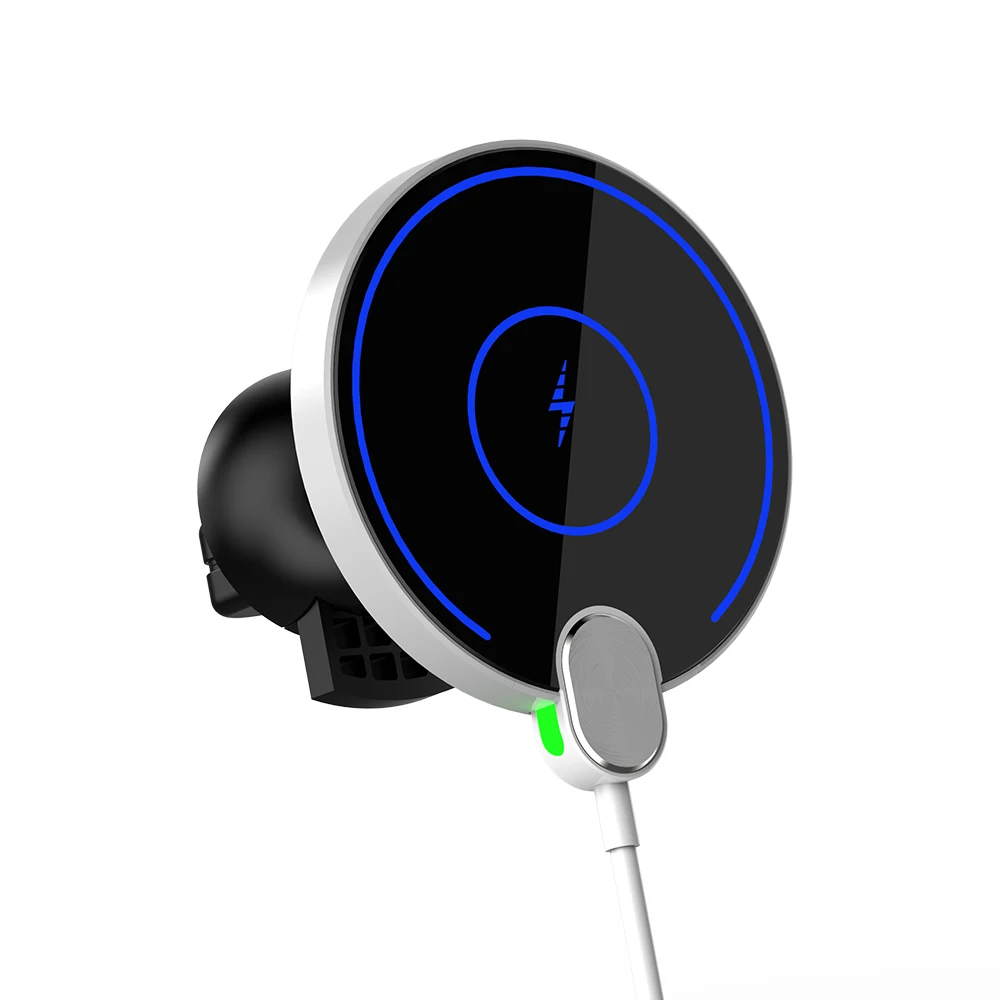 

Automatically Adsorption Car Fast Charging 15W Precise Positioning Match iPhone 12 13 Series Magnetic Wireless Charger, Black white