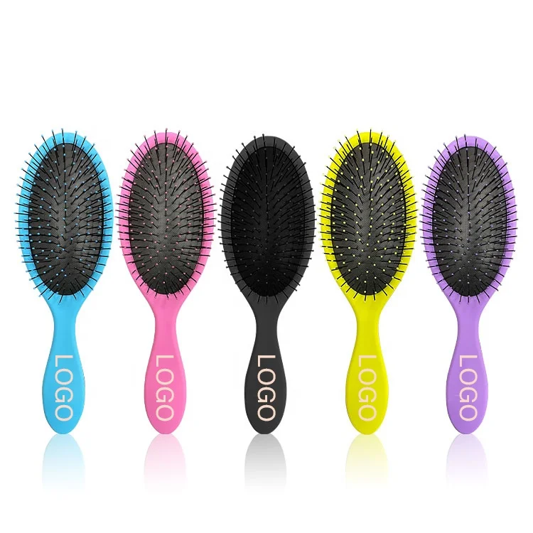 

Gloway Manufacturers Custom Logo Professional Salon Detangling Oval Cushion Hairbrush Soft Bristle Nylon Hair Brush For Curly