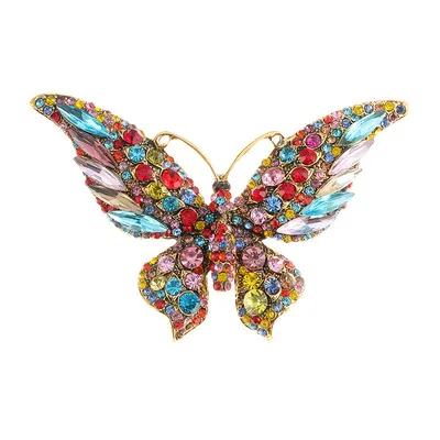 

2021 amazon top selling brooch wholesale custom high end luxury Exaggerated large butterfly high-grade crystal rhinestone brooch, 4 various colors available