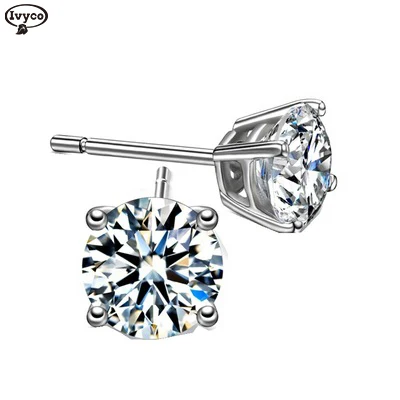 

Moissanite 50 points per Pair Silver Earring Stud Women Jewelry 925 Sterling Silver Earring Stud For Women, Gold /silver/ black