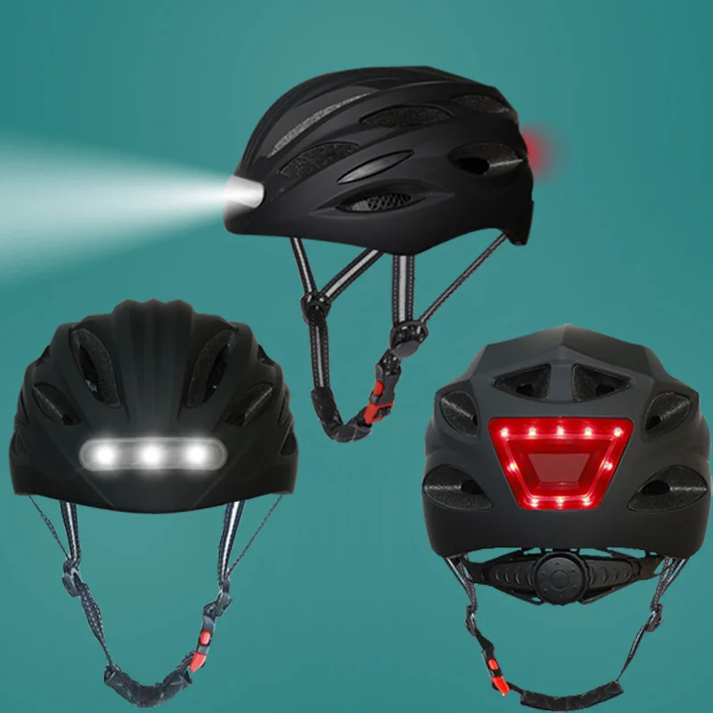 

Front and rear lighted helmet integrally formed MTB mountain bike road bicycle cycling helmet with LED light