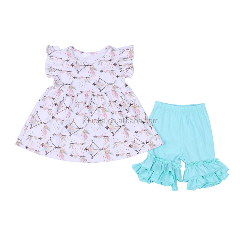 

Fashion Style Kids Ruffle Shorts Outfits Wholesale Girl Boutique Clothing Set
