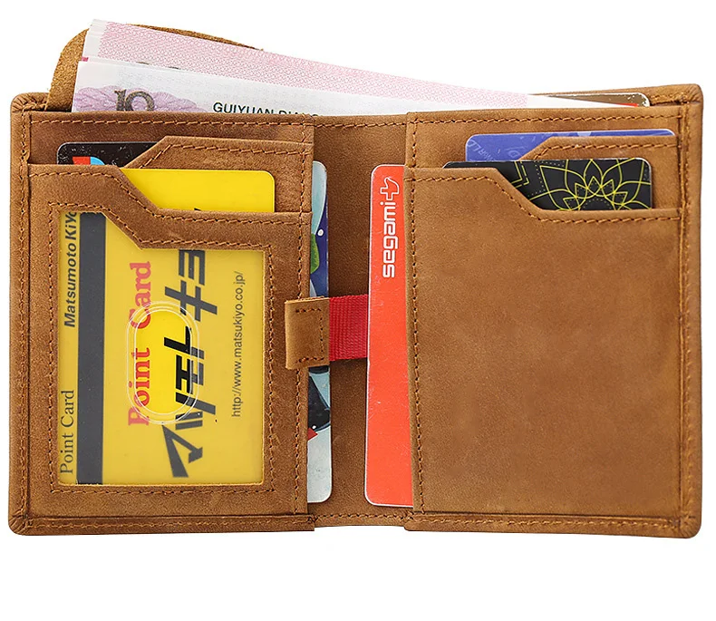 

Tiding Multi Function RFID Sim Card Holder Purse Top Grain Bifold Vertical Real Leather Wallet Men, Dark brown