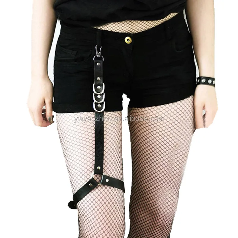 Women Punk Heart Sexy Pu Leather Garter Belt Harajuku Elasticity Body