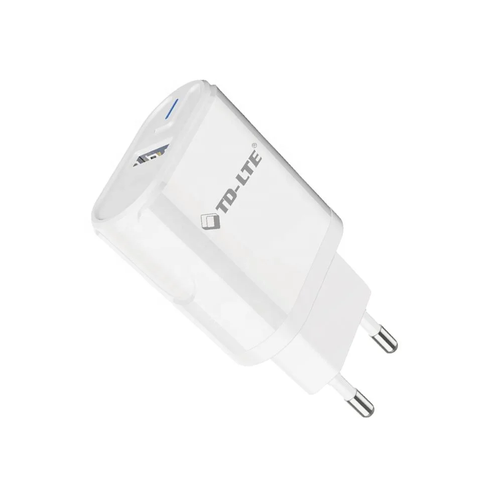 

EU 1 port usb home quick charger adapters mobile cell phone travel qc3.0 18w fast charger with 1000mm v8 cable, White/ black