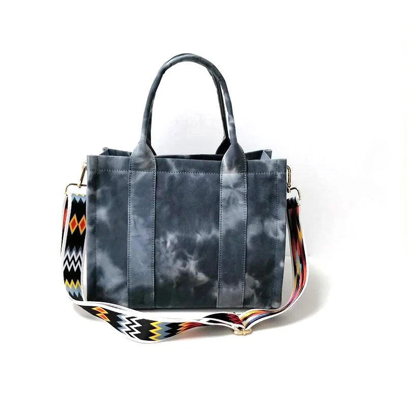 

TIEDYE CANVAS SMALL TOTE CROSSBODY BAG WIDE STRAP FOR SPRING AND SUMMER LADIES, As bellow show