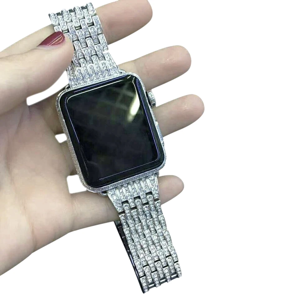 

For Apple Watch Band Metal Stainless Steel Crystal Diamond Bracelet For iWatch Series 1/2/3/4/5, Silver, rose gold, yellow gold, black