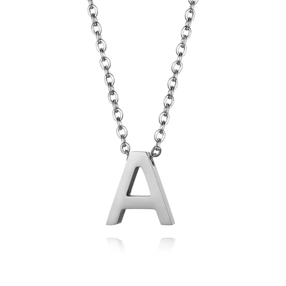 

Custom initial stainless steel 26 letter pendant alphabet necklace, Gold, steel