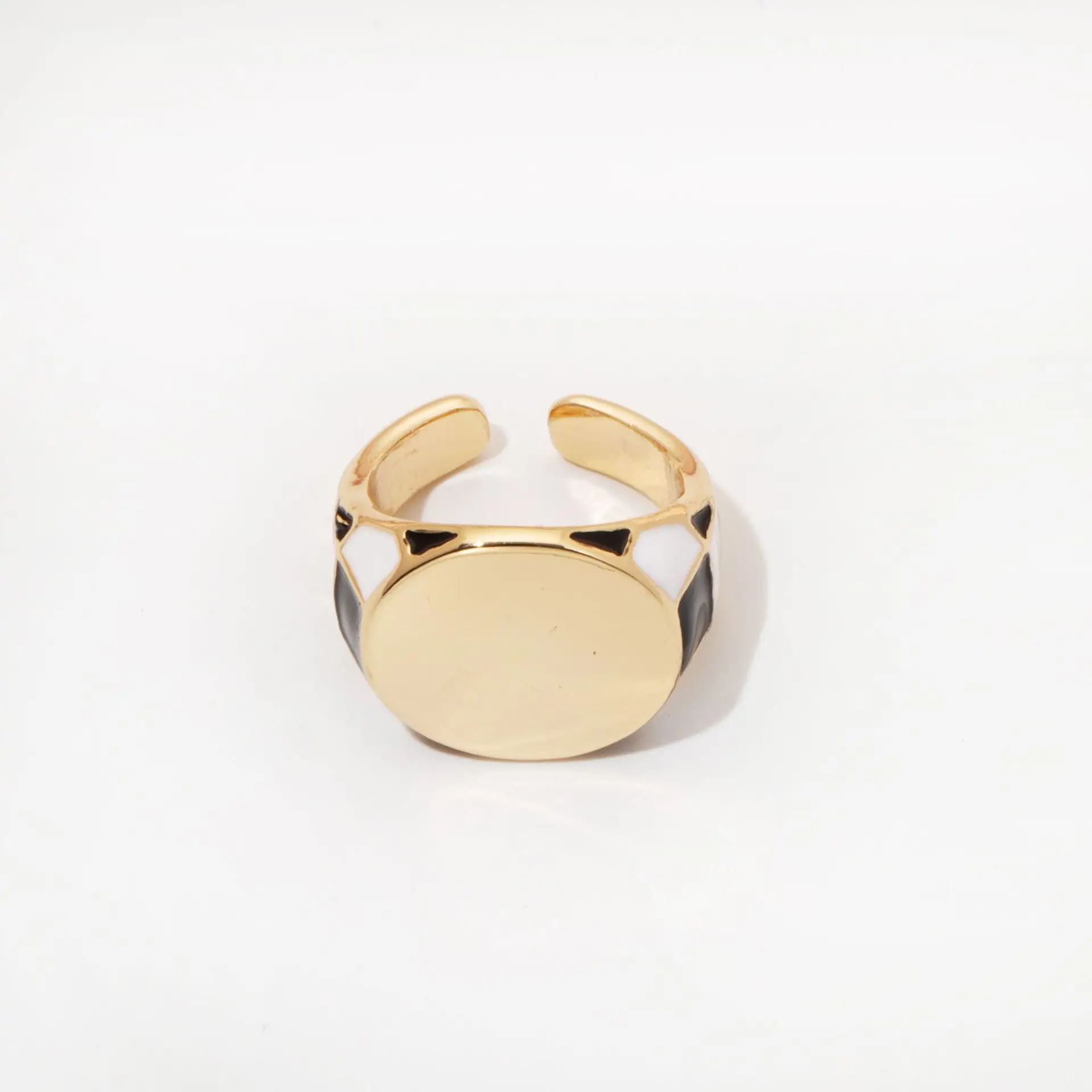

OUYE Japan and South Korea ins Simple Fashion Personality Alloy Ring Female Retro Gold Color Opening Adjustable Ring Rich Men, Colorful
