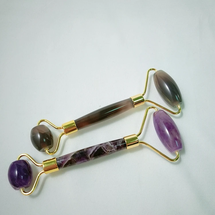 

natural crystals healing stones double head amethyst jade facial roller