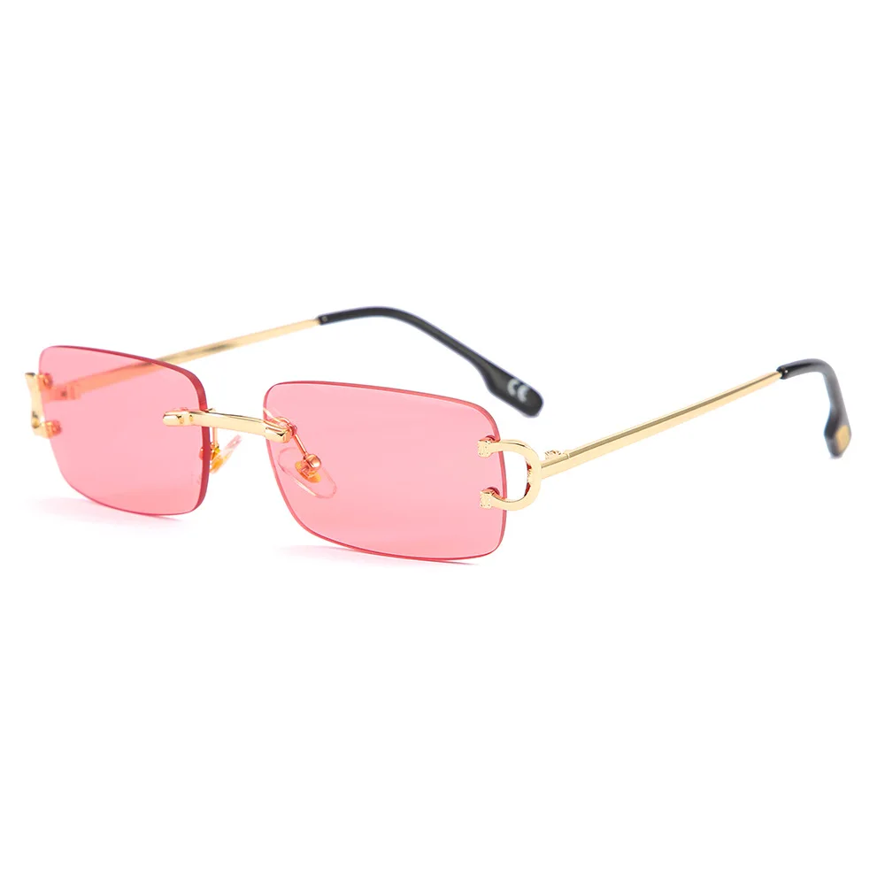 

custom flat top rimless men women fashion classic small rectangle metal sunglasses sun glasses