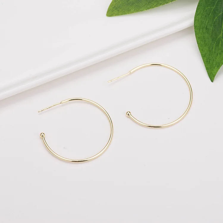 Factory Wholesale 925 Silver Needle Round 14K Gold Plated Stud Earrings