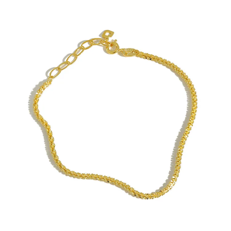 

Wholesale Hawaiian fashion summer jewelry custom design 14K 18K gold plated double layer simple chain adjustable bracelet