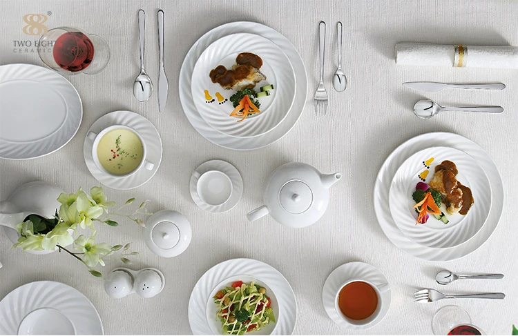 Best Quality Tableware Dinner Set White Western Style Dinner Set Restaurant Porcelain Dinner Set
