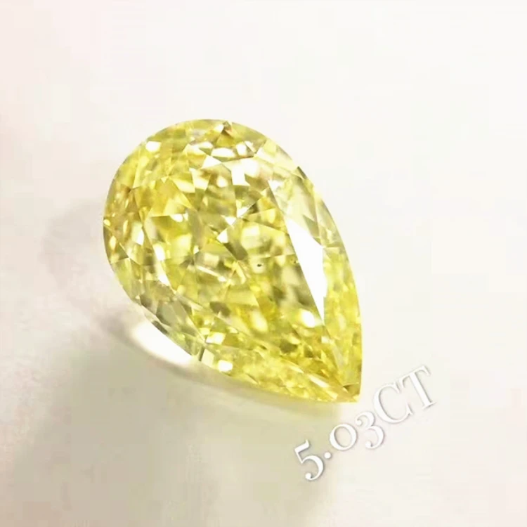 

SGARIT Pear Shape High Quality GIA Diamond Jewelry 5.03ct FY VS2 EX VG NONE Natural Loose Yellow Diamond