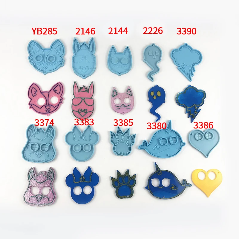 

Silicone molds for epoxy resin crystal casting cat paw owl dog safety keychains full set for women self defense weapons custom