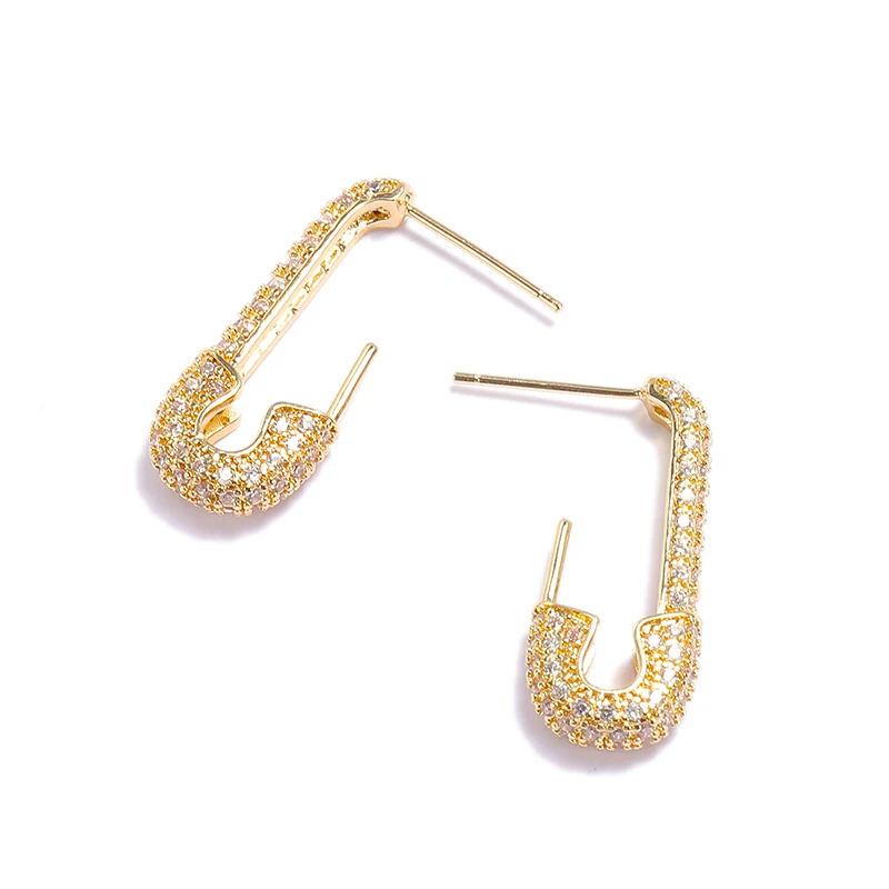 

HOVANCI French Style Ins 925 Sliver U Shape Stud Earring Bling Bling Mirco Pave Zircon CZ Paper Clip Earrings