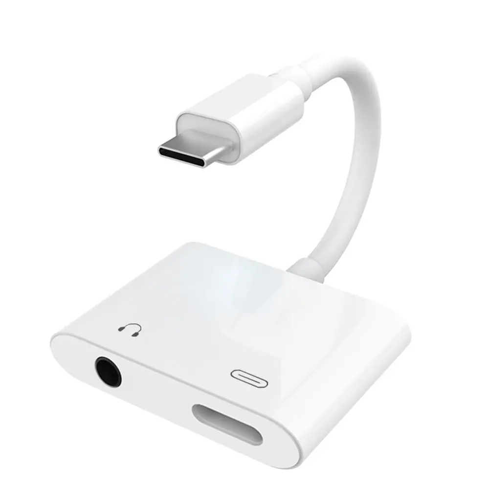 

USB 3.1 2 in 1 Type C To 3.5mm usb c digital Audio Headphone Jack charging Adapter For Samsung Aux Splitter Charging Cable, White