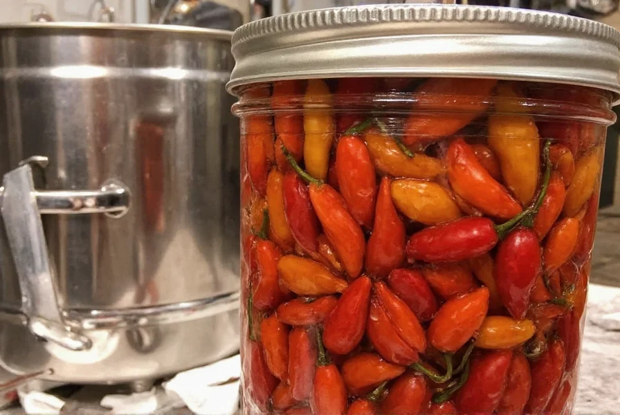 Pressure canner with jars of chili processing at recommended PSI