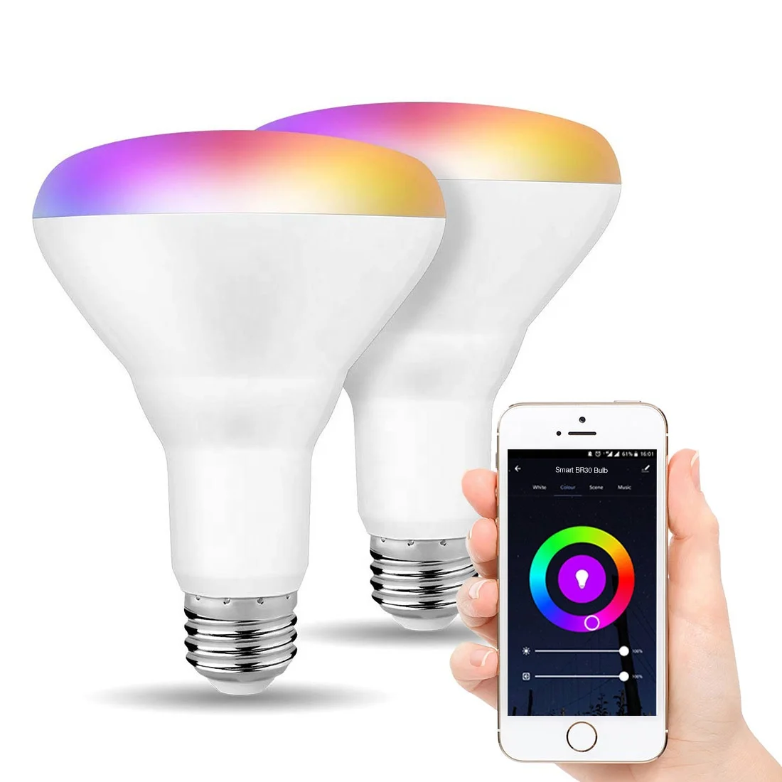 E27 10W Wifi Smart LED Light Bulb BR30 Dimmable RGB Dimmable Voice Control Via Amazon Echo and Google Home