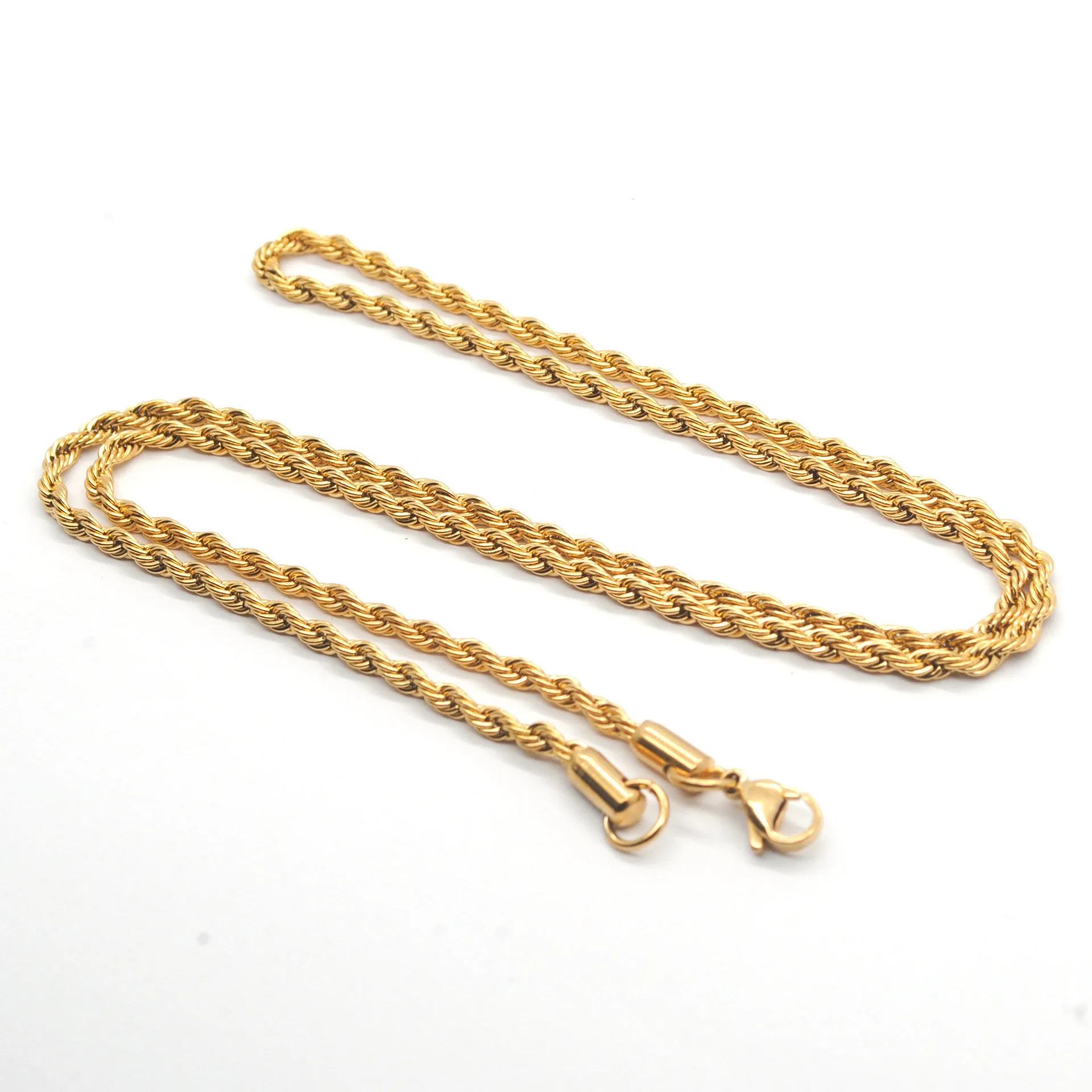 

XuQian Wholesale 2mm 3mm 4mm 5mm 6mm 7mm Stainless Steel Twist Rope Chain For Women Necklace, Gold,steel