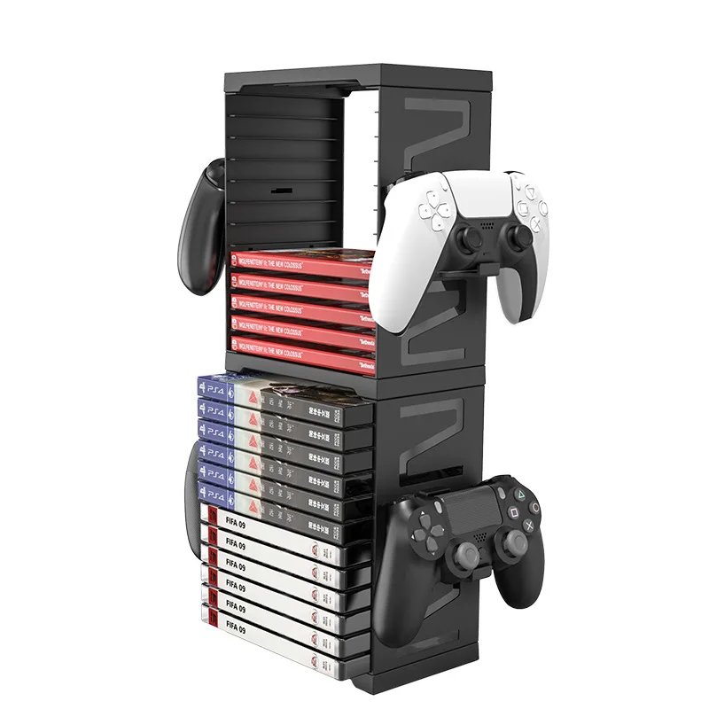 

Game Storage Tower Stand Box Rack 24 Games Disc Storage Shelf For PS5/PS4/XBOX Series X/Nintendo Switch/Xbox One, Black