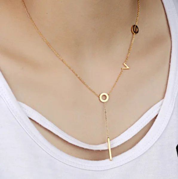 

2021 Hot Simple Necklace Jewelry Chic Y Shaped Circle Lariat Style Chain Necklace Love Name Necklace