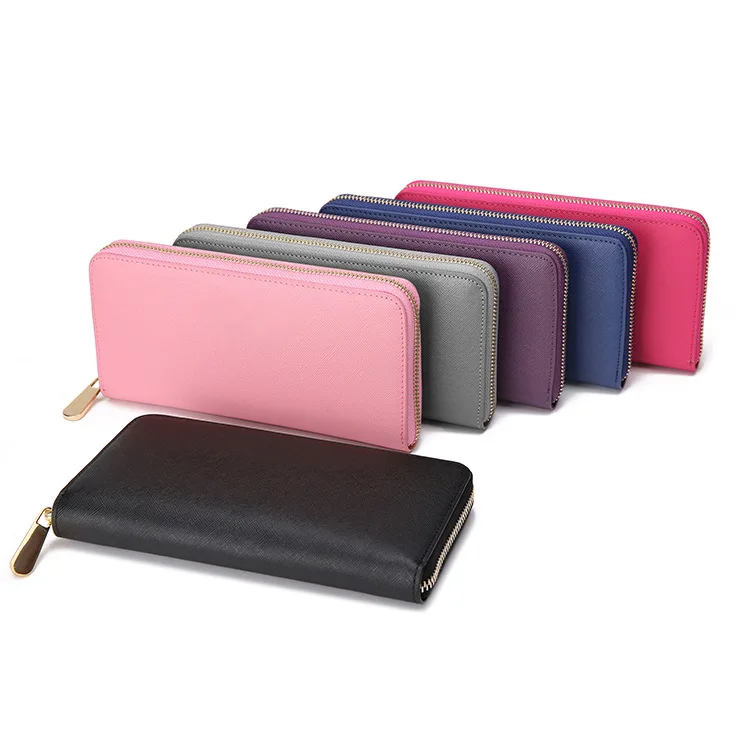 

Handmade fashionable saffiano women zipper pure leather long wallet women long wallet genuine leather