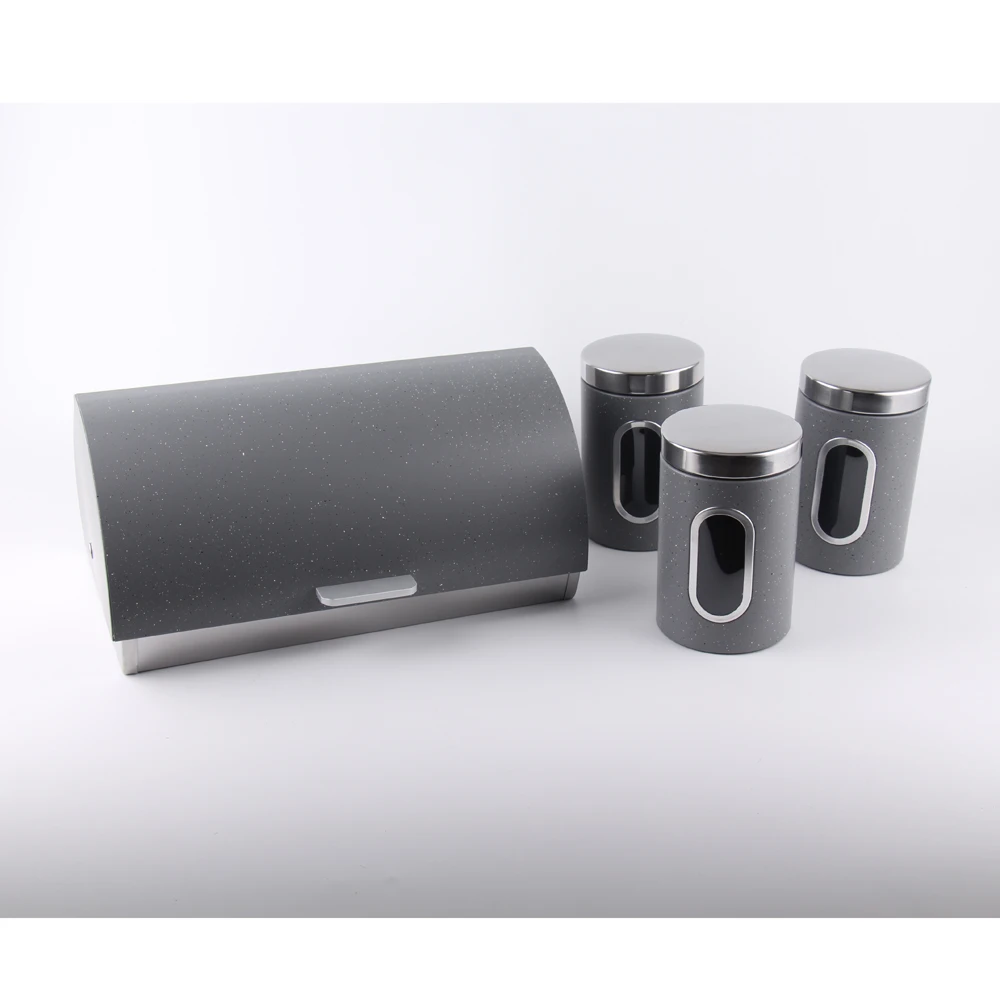 Metal Bread Box with Canister Set - Preserves Freshness