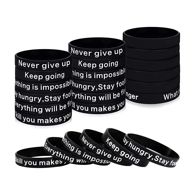 

Motivational Bracelets Inspirational Rubber Bands Silicone Wristbands with Motivational Sayings for Men and Women Studying, Any color