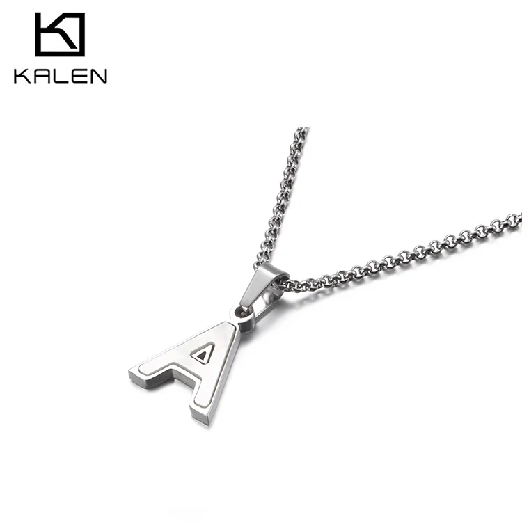 

Dainty Stainless Steel Initial Letter Pendant Chain Ladies Necklace For Women, Silver