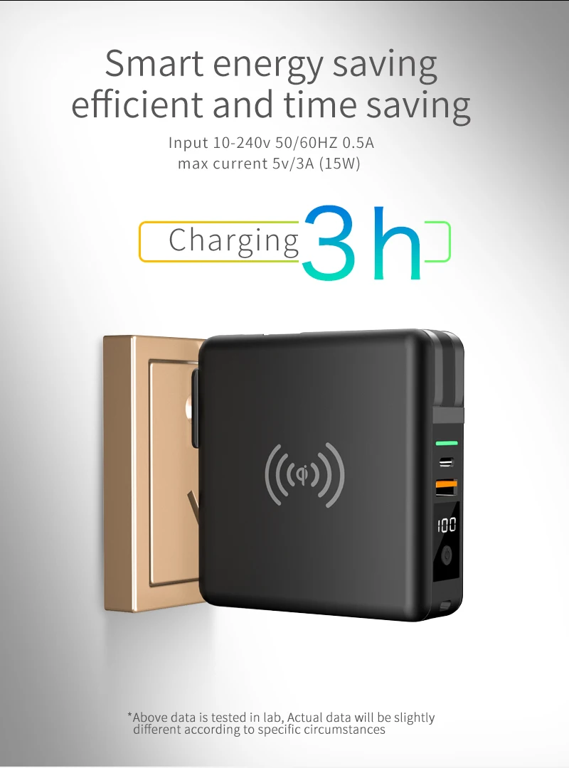 Fold design 3 in 115w fast charge wireless charger stand 10000mah fast charging adapter Wireless Powerbank for all phones RK-C44 - ANKUX.COM