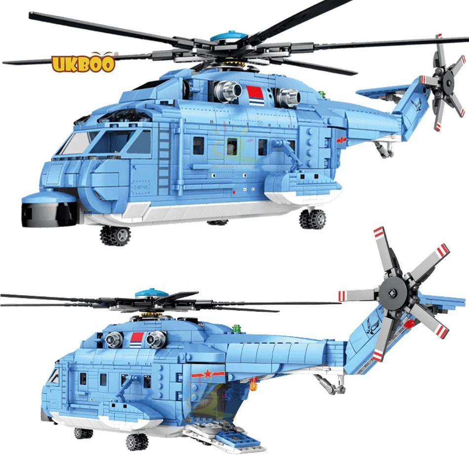 

Military Chinese Carrier aircraft Flying Shark Fighter Z-18 Copter Airplane Model Building Blocks Boys toys Gift
