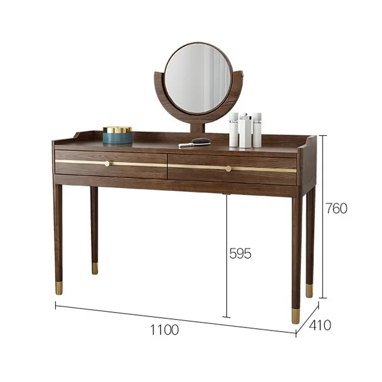 product-BoomDear Wood-Wooden make up deskdressing tablewith copper footbedroom dressing table with m-1