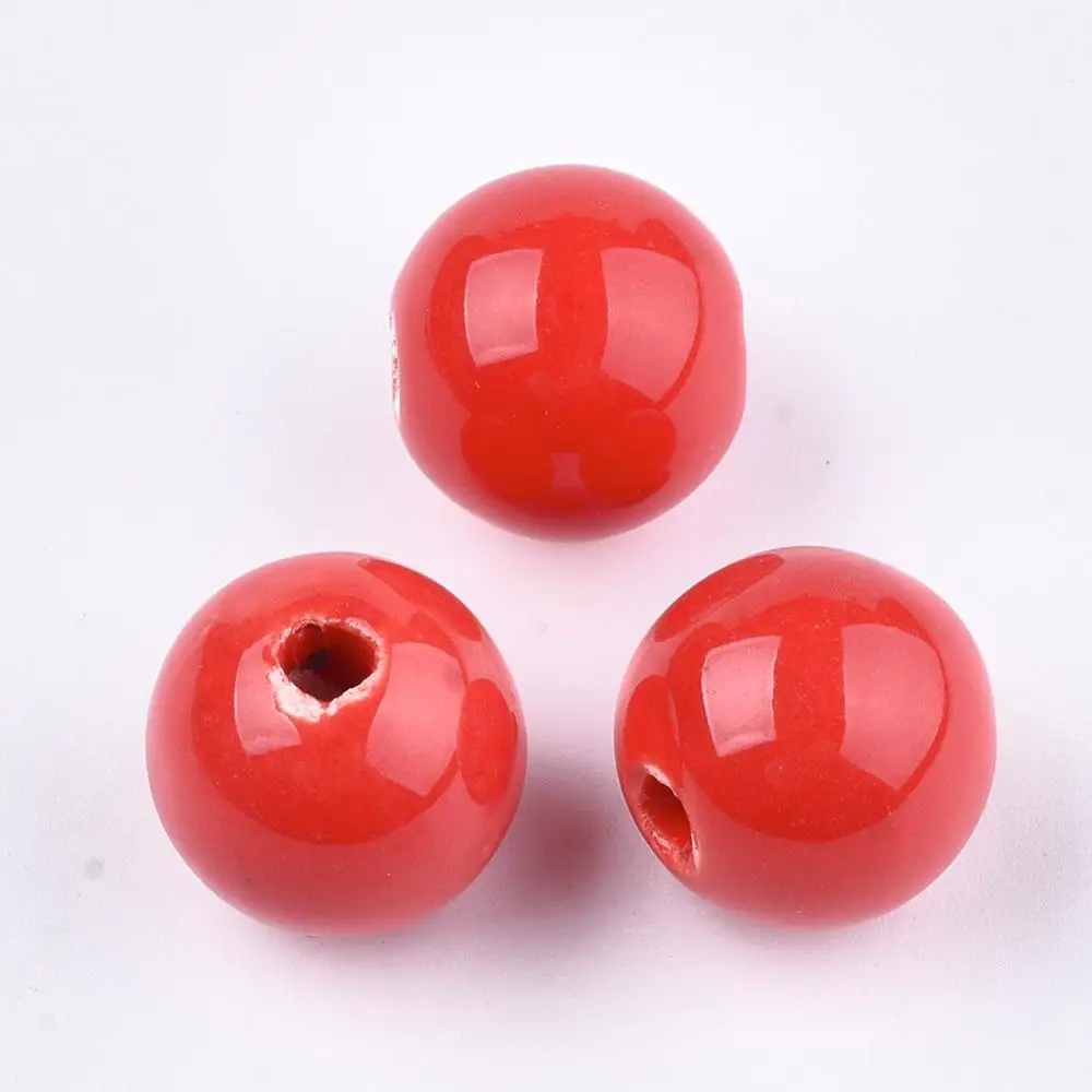 
Pandahall Mixed Color 14mm Round Handmade Bright Glazed Porcelain Beads 