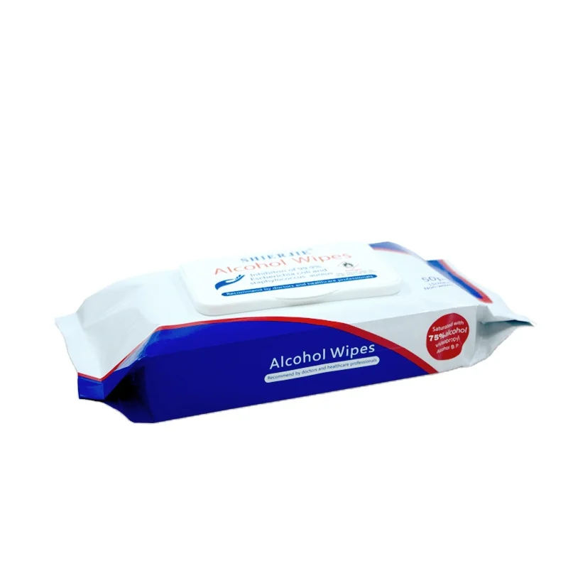 

50pcs/pack 75% alcoholic hand sanitising wipes for desinfect